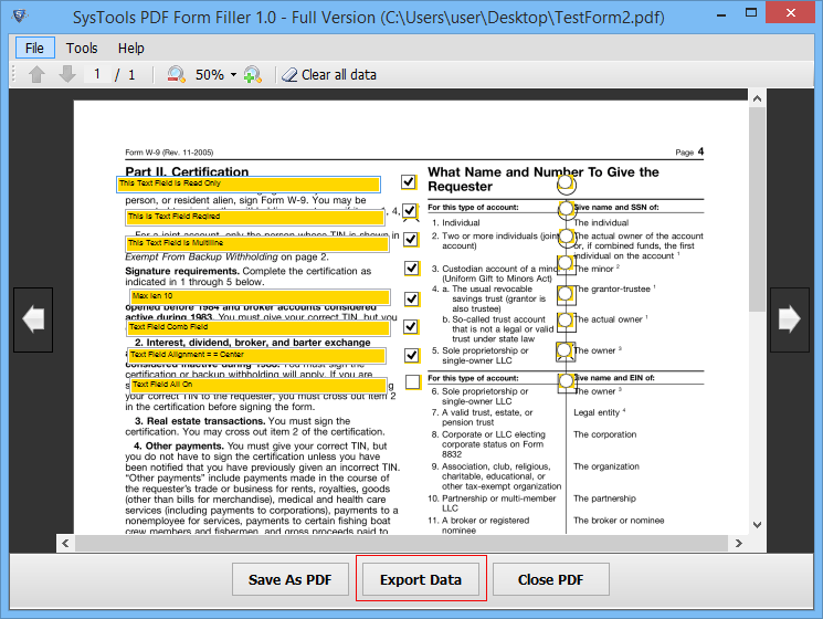 Windows 7 PDF Form Filler 1.0 full